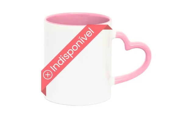 caneca coração rosa